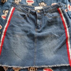 Sugarhigh Denim Skirt with Red and White Stripes woman's 26